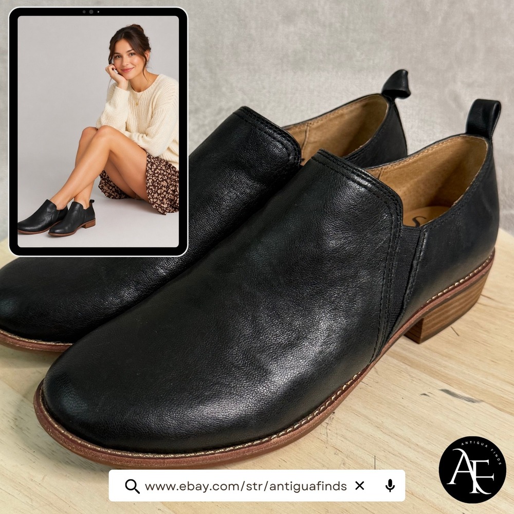 Sofft Womens Black Leather Slip On Booties SF0068901 Low Heel Shoes 11M